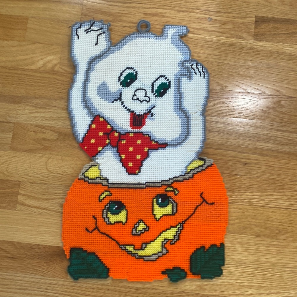 HALLOWEEN Vintage wall hanging Pumpkin Ghost 1970s